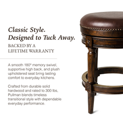 Pullman Backless Counter Stool in Dark Brown Finish with Brown Faux Leather in Stools by Maven Lane