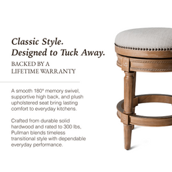 Pullman Backless Counter Stool in Light Brown with Light Grey Fabric in Stools by Maven Lane