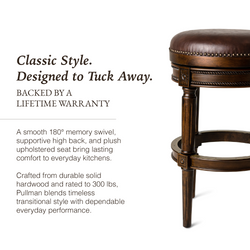 Pullman Backless Bar Stool in Dark Brown Finish with Brown Faux Leather in Stools by Maven Lane