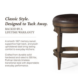 Pullman Backless Counter Stool in Brown Finish with Dark Brown Faux Leather in Stools by Maven Lane