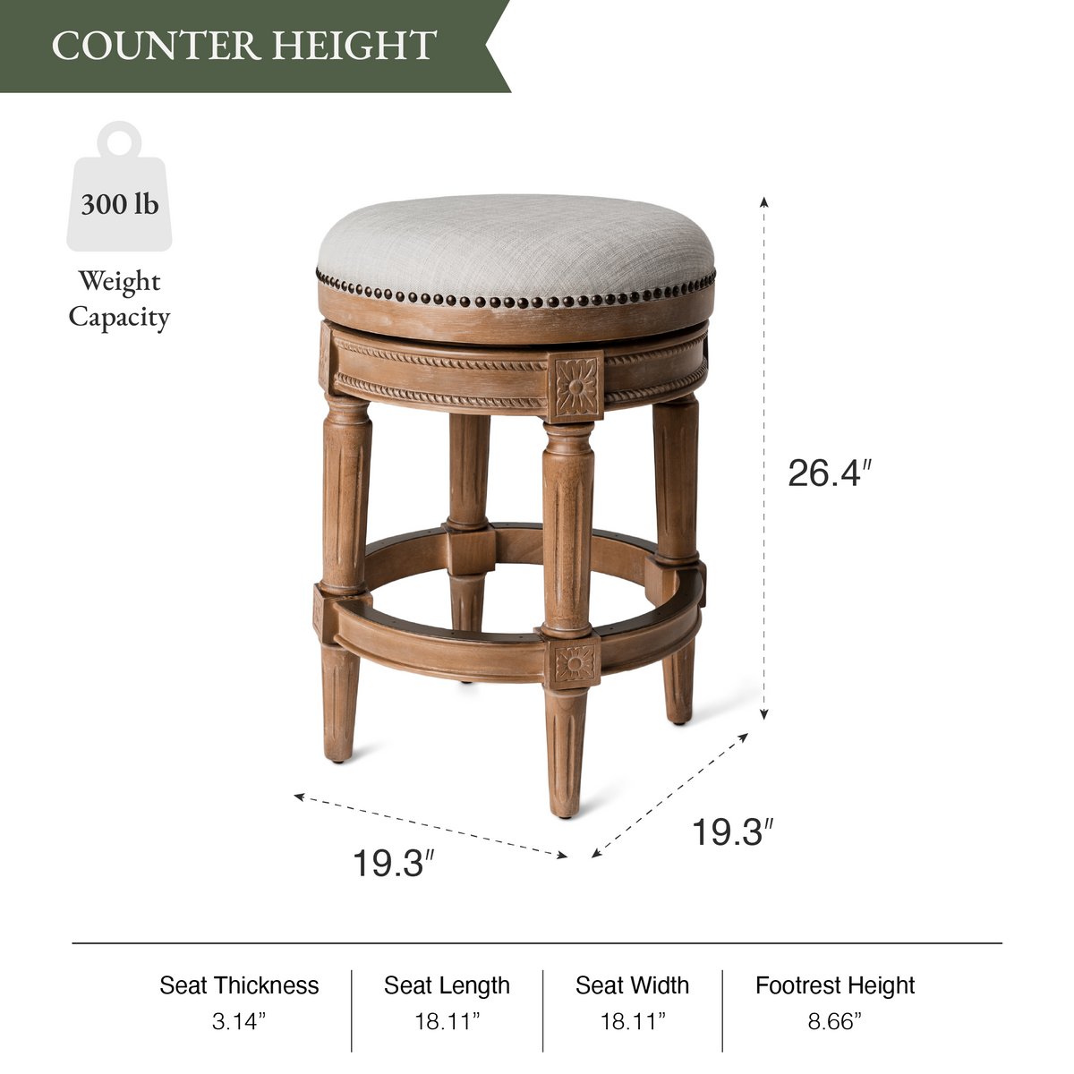Pullman Backless Counter Stool in Light Brown with Light Grey Fabric in Stools by Maven Lane