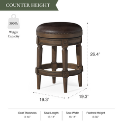 Pullman Backless Counter Stool in Brown Finish with Dark Brown Faux Leather in Stools by Maven Lane