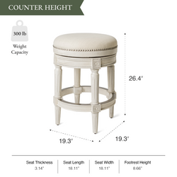 Pullman Backless Counter Stool in Cream Finish and Natural Fabric in Stools by Maven Lane