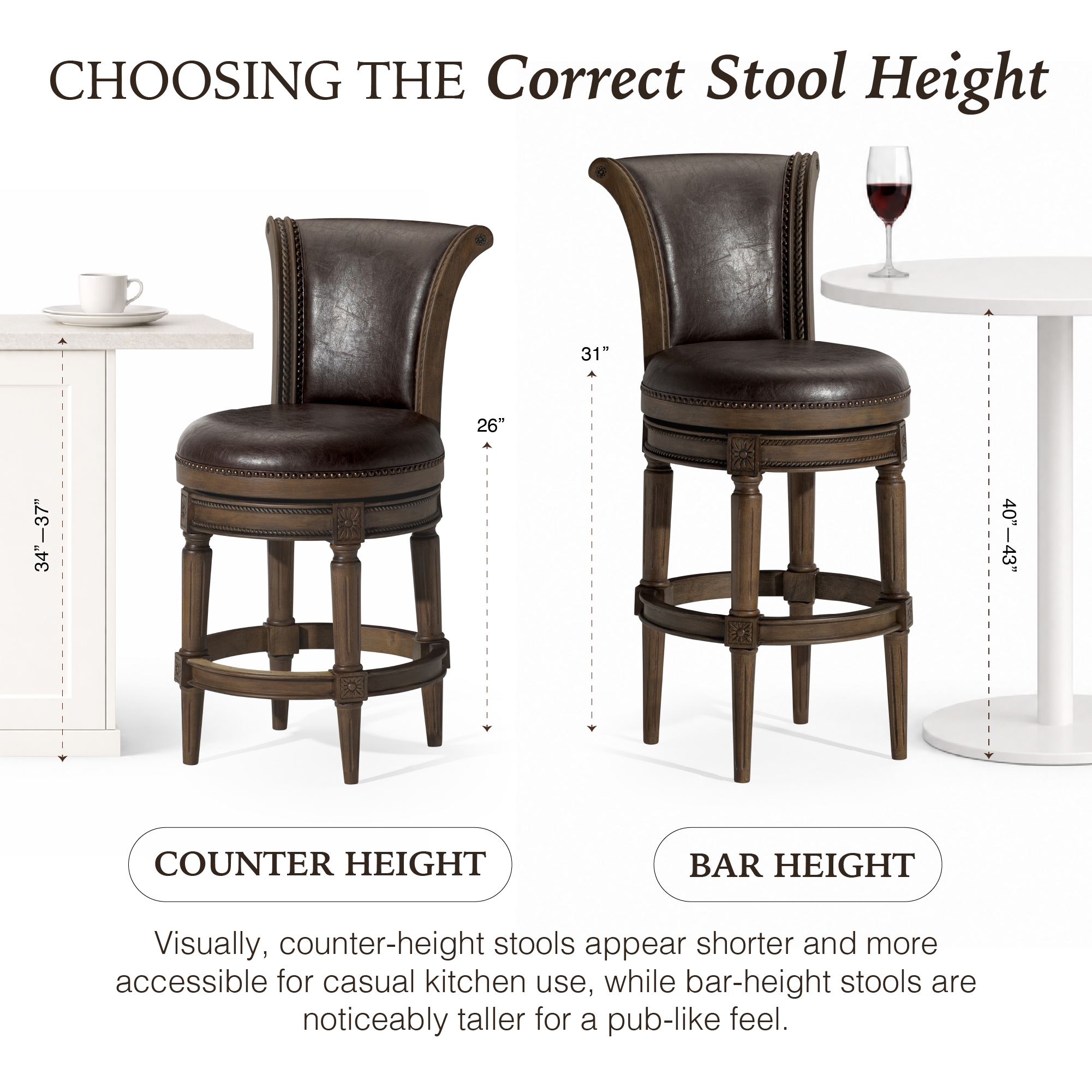 Pullman Counter Stool in Brown Finish with Brown Faux Leather in Stools by Maven Lane