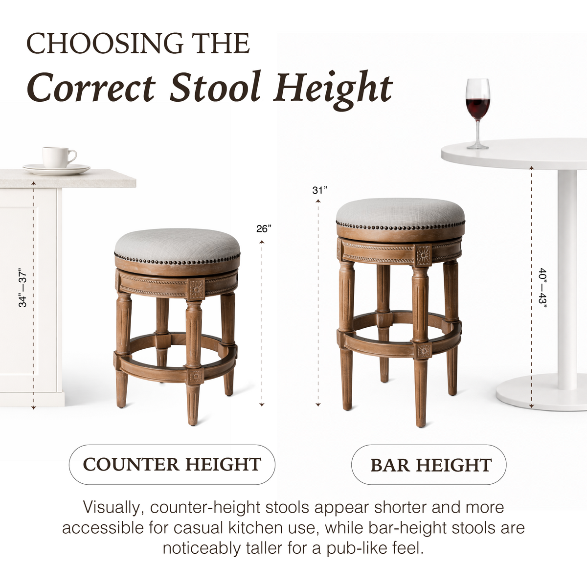 Pullman Backless Counter Stool in Light Brown with Light Grey Fabric in Stools by Maven Lane