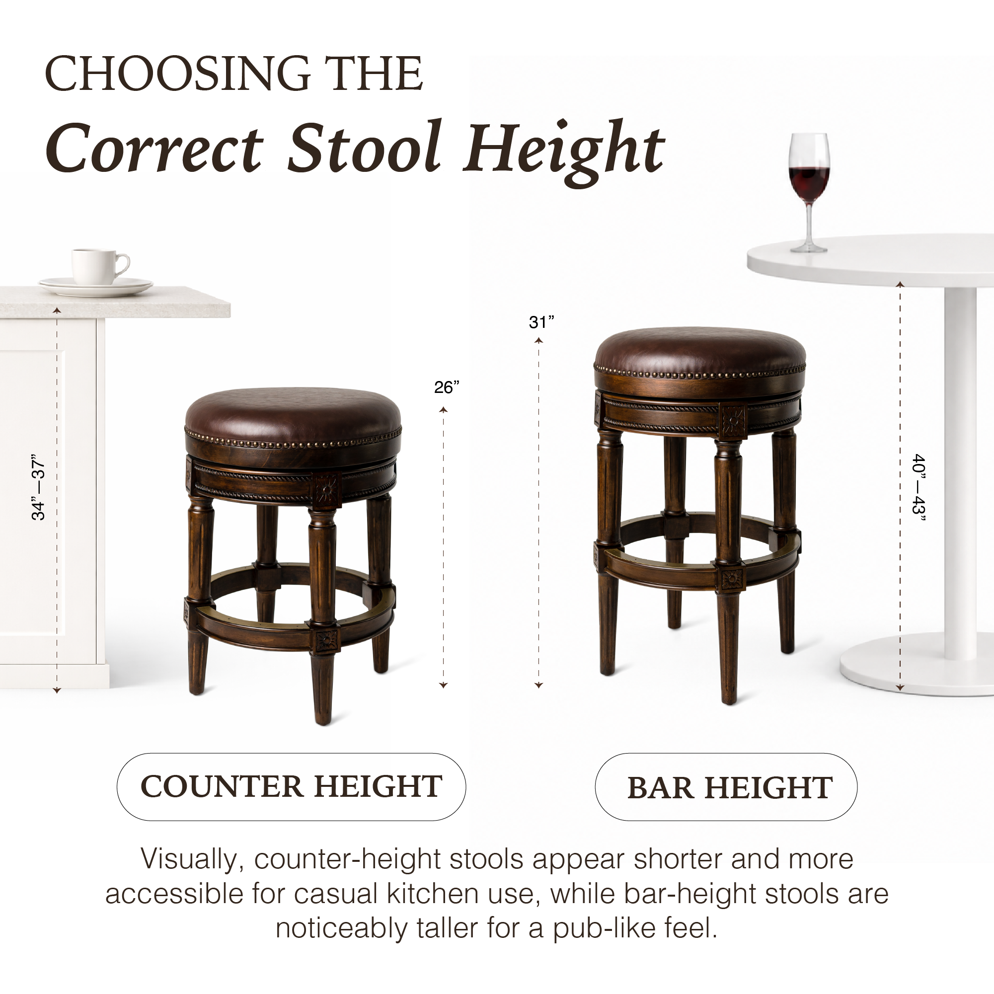 Pullman Backless Counter Stool in Dark Brown Finish with Brown Faux Leather in Stools by Maven Lane