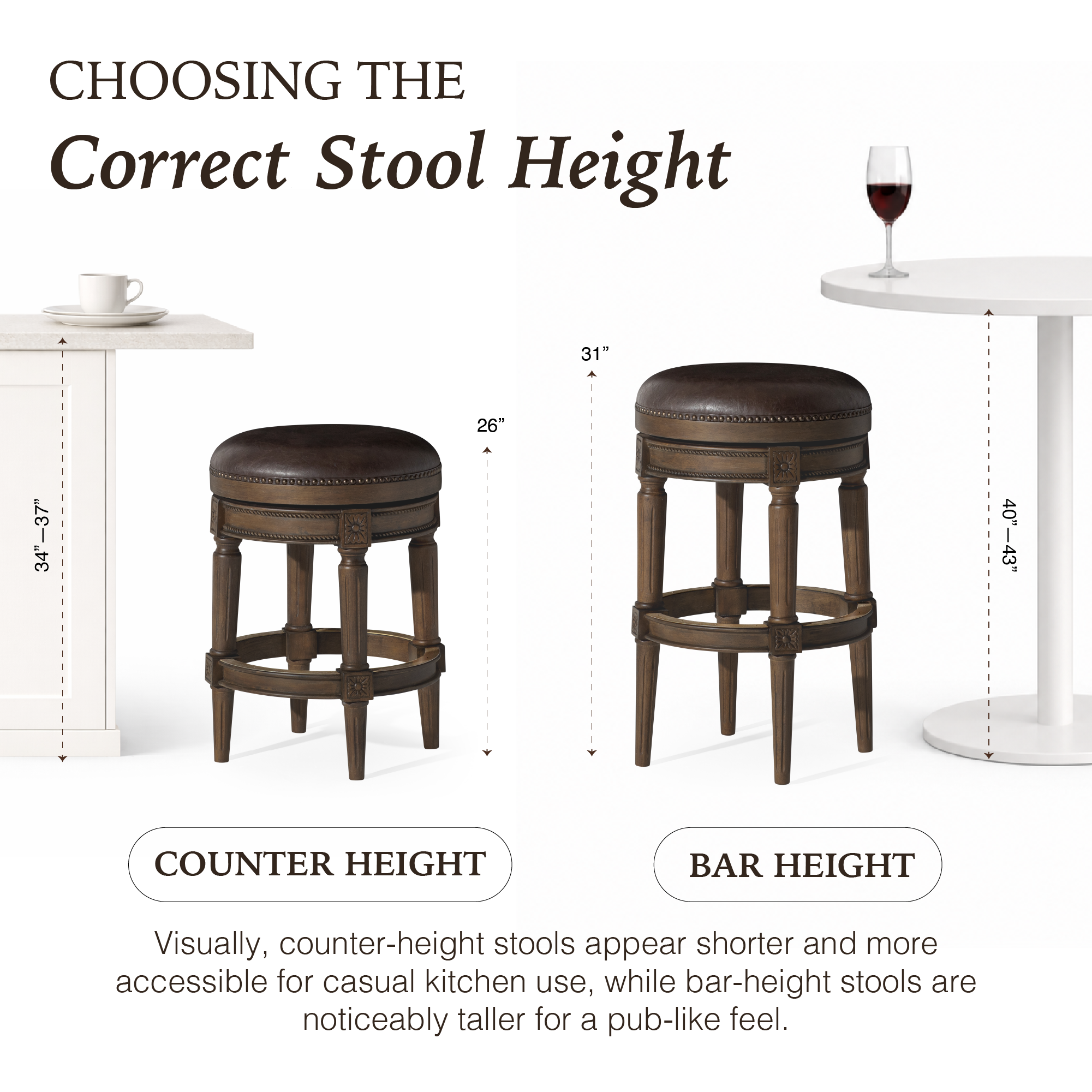 Pullman Backless Counter Stool in Brown Finish with Dark Brown Faux Leather in Stools by Maven Lane