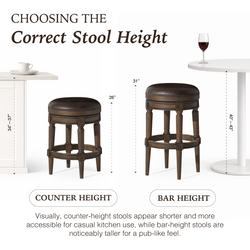 Pullman Backless Counter Stool in Brown Finish with Dark Brown Faux Leather in Stools by Maven Lane