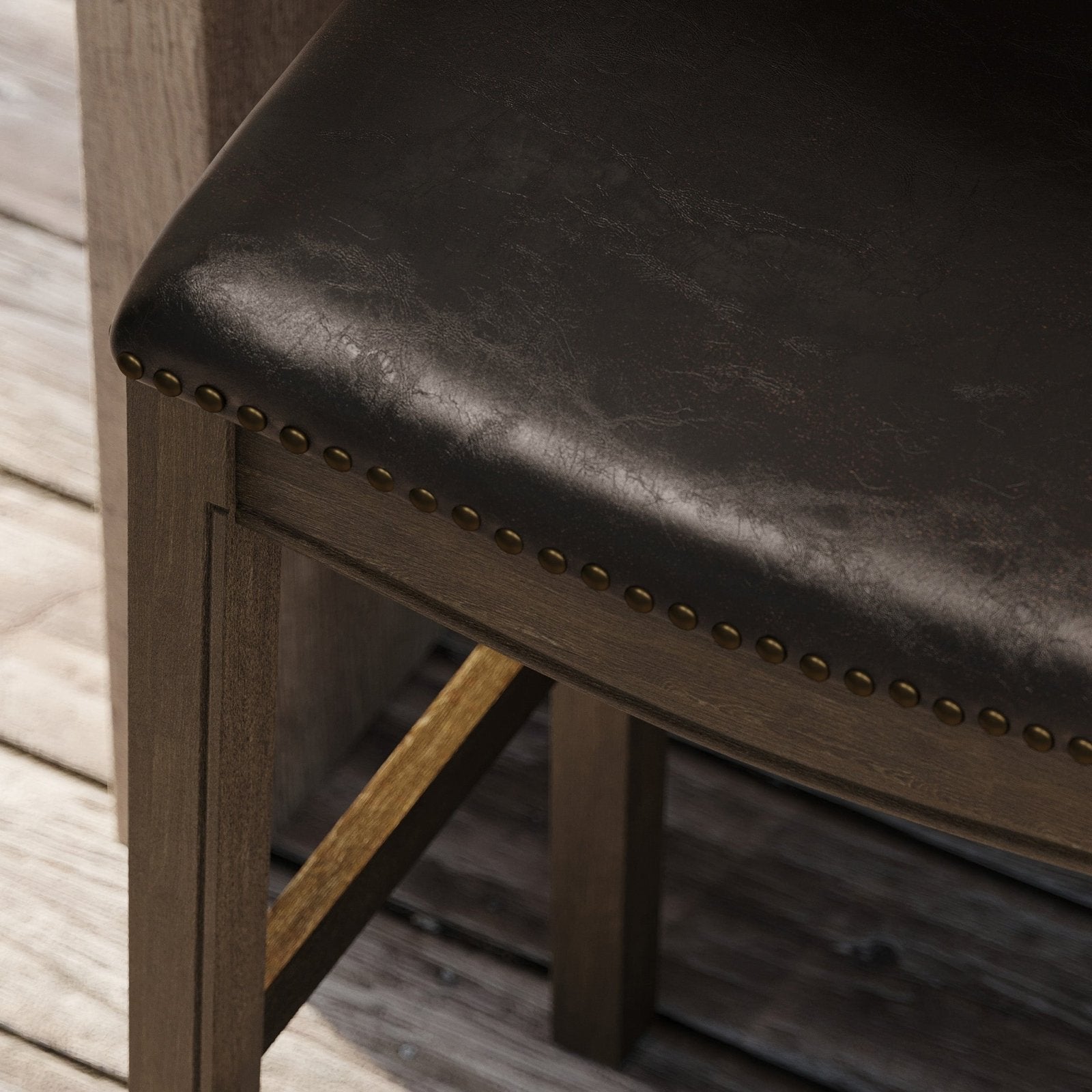 Adrien Saddle Bar Stool In Walnut Finish With Marksman Saddle Vegan Leather in Stools by Maven Lane