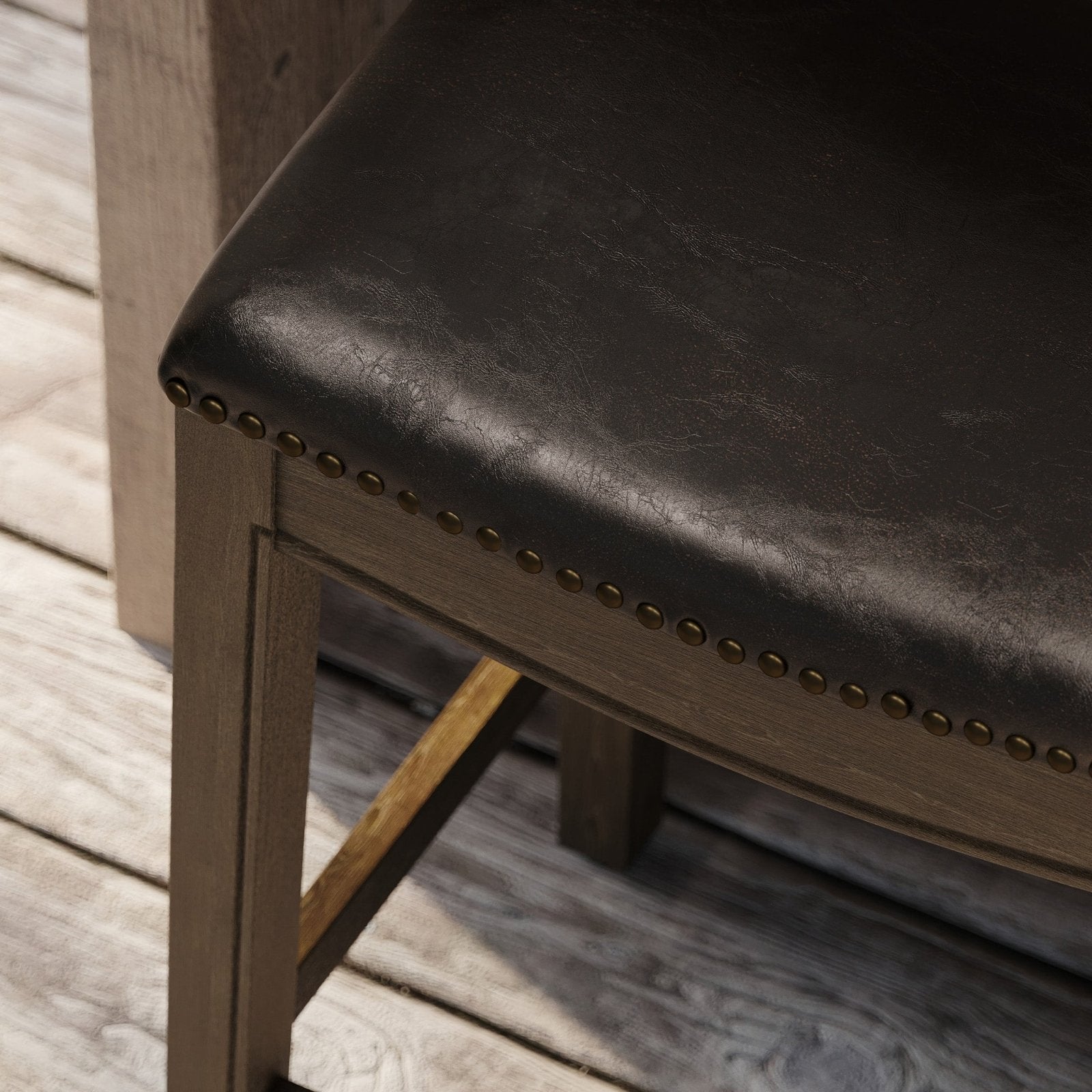 Adrien Saddle Counter Stool In Walnut Finish With Marksman Saddle Vegan Leather in Stools by Maven Lane