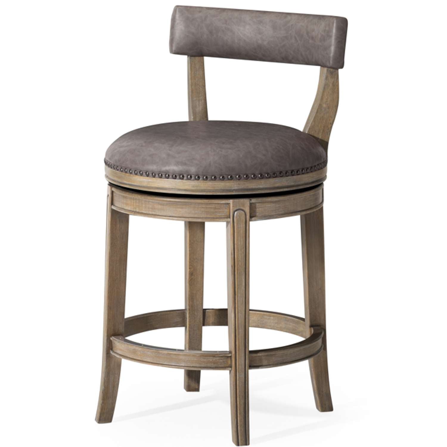 Alexander Counter Stool in Reclaimed Oak Finish with Ronan Stone Vegan Leather in Stools by Maven Lane