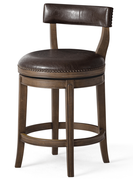 Alexander Counter Stool in Walnut Finish with Marksman Saddle Vegan Leather in Stools by Maven Lane