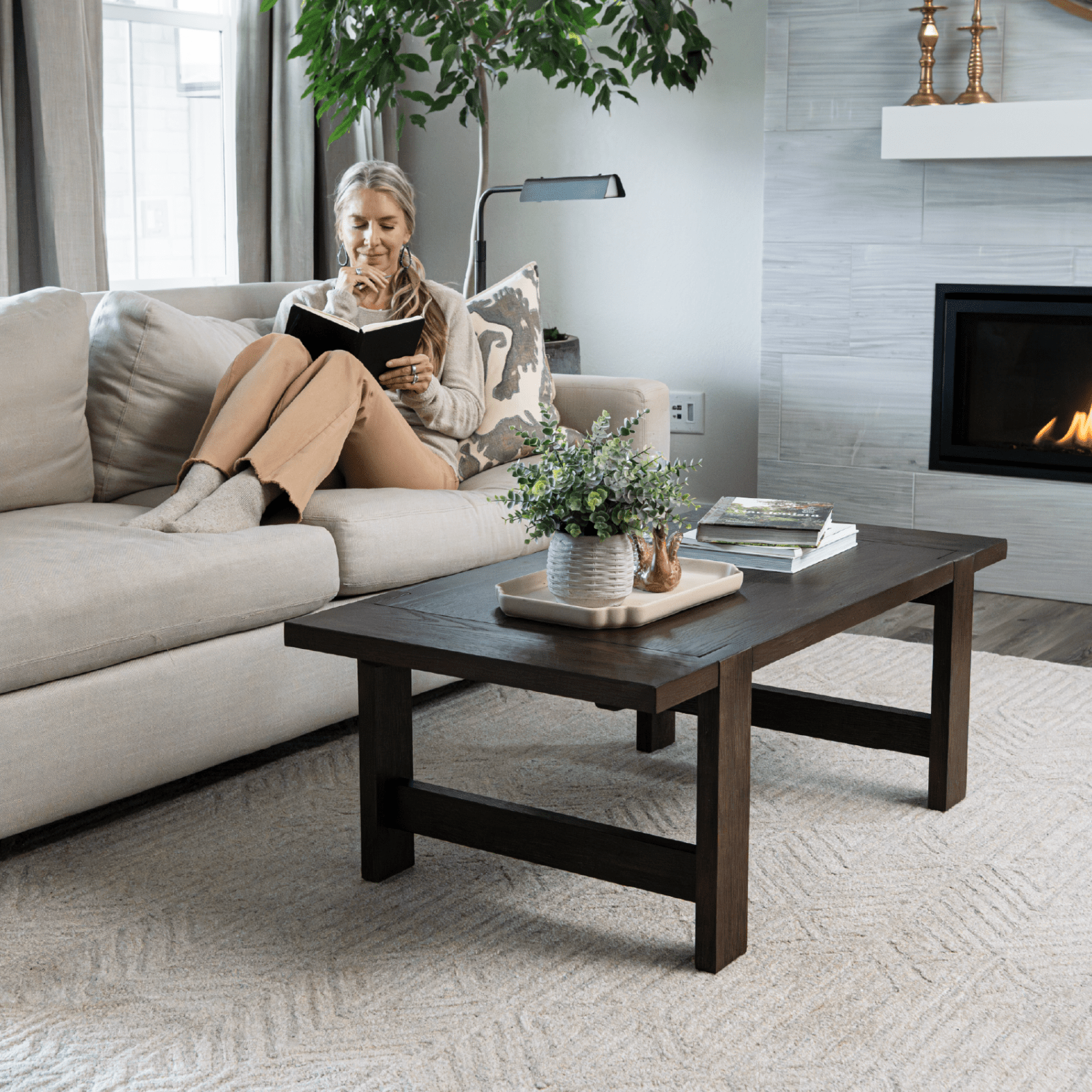 Angelo Rustic Rectangular Wooden Coffee Table In Aged Brown in Maven Lane by Maven Lane