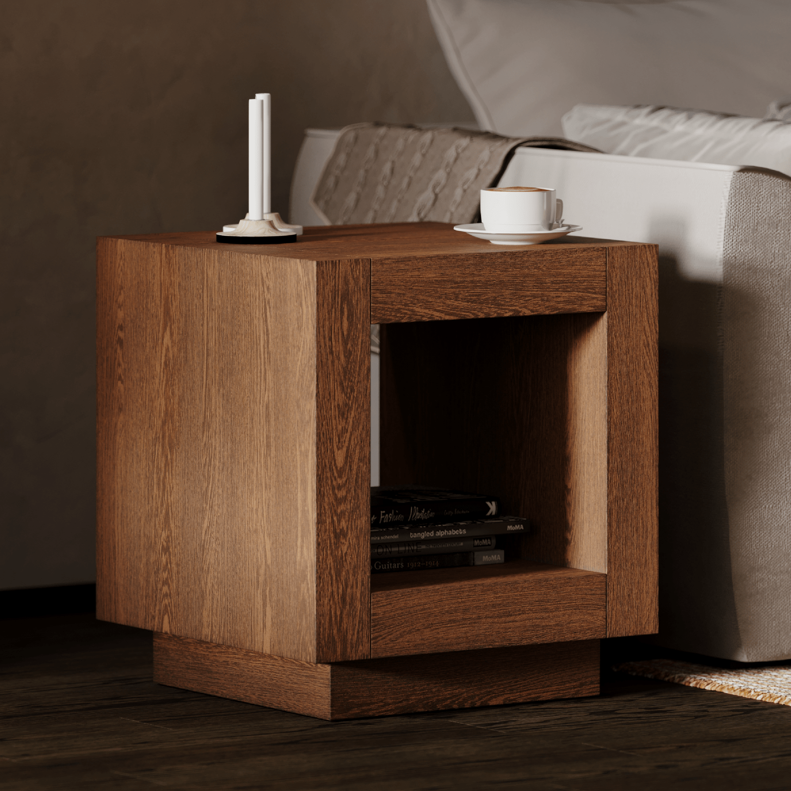 Artemis Contemporary Wooden Side Table In Refined Brown Finish in Maven Lane by Maven Lane