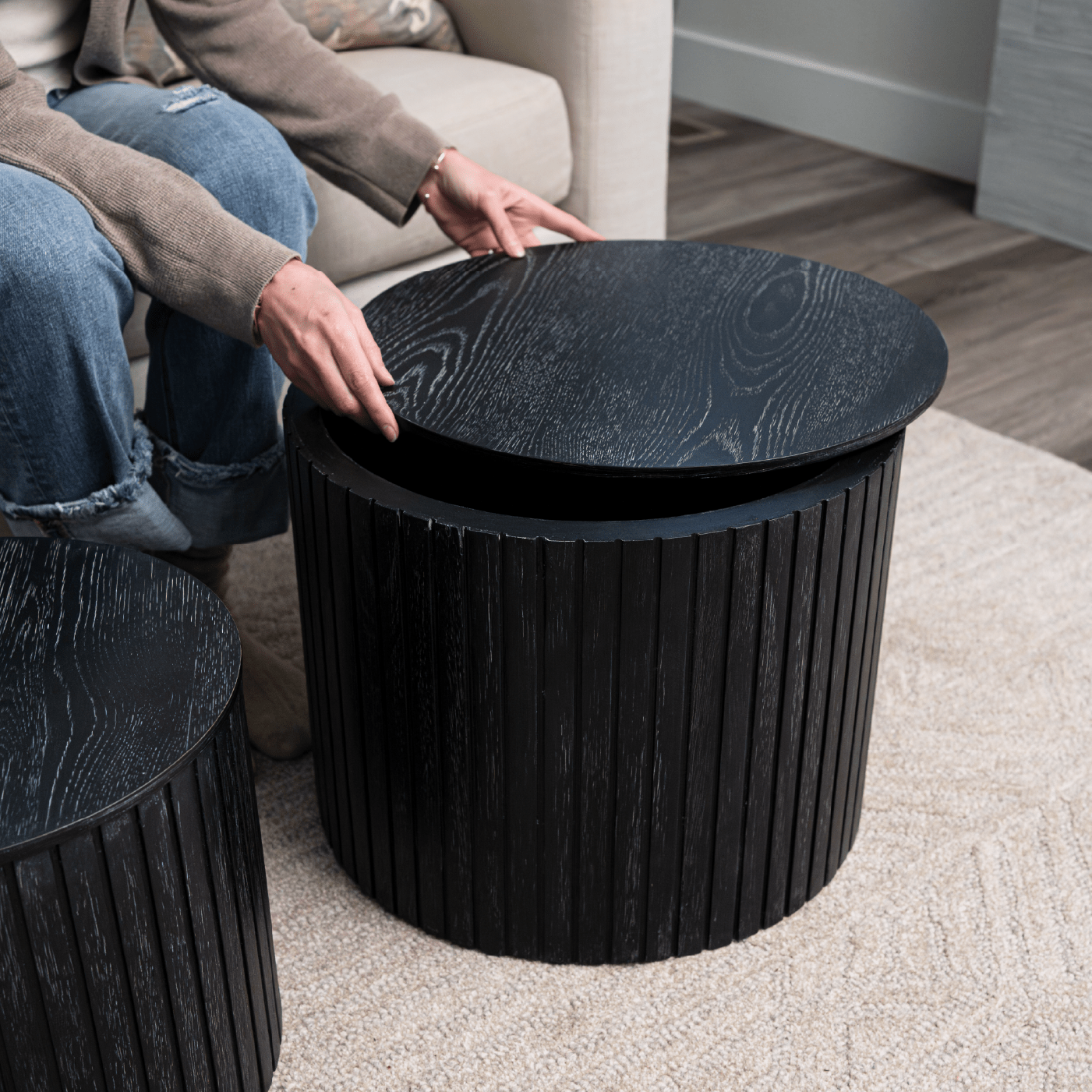 Austin Nesting Tables in Aged Black in Nesting Tables by Maven Lane