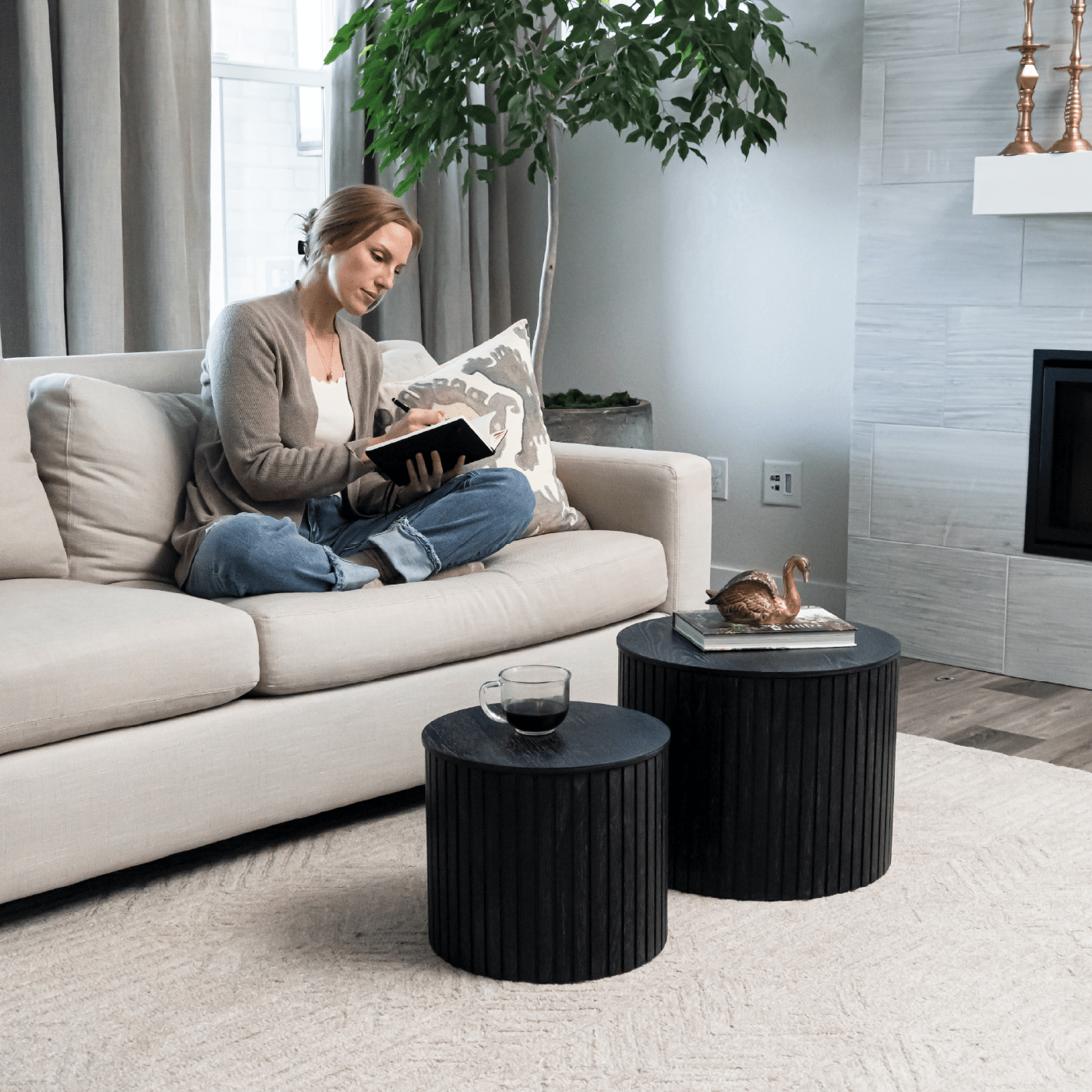 Austin Nesting Tables in Aged Black in Nesting Tables by Maven Lane