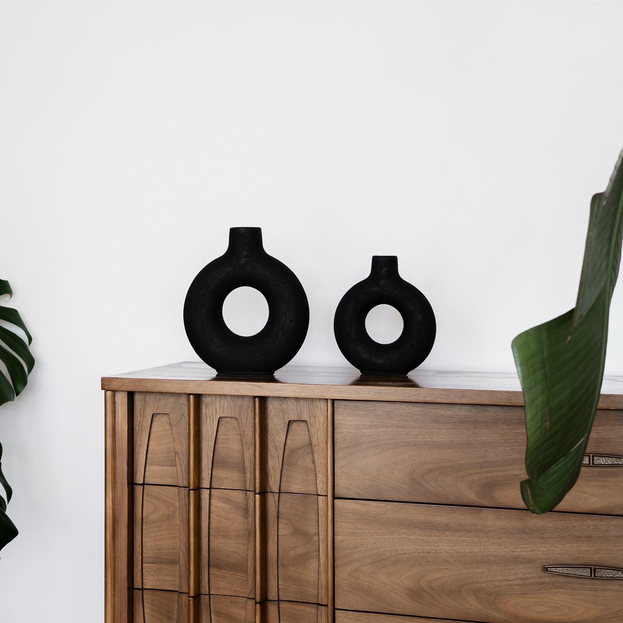 Oona Decorative Modern Medium Ring Vase in Black in Decorative by Maven Lane