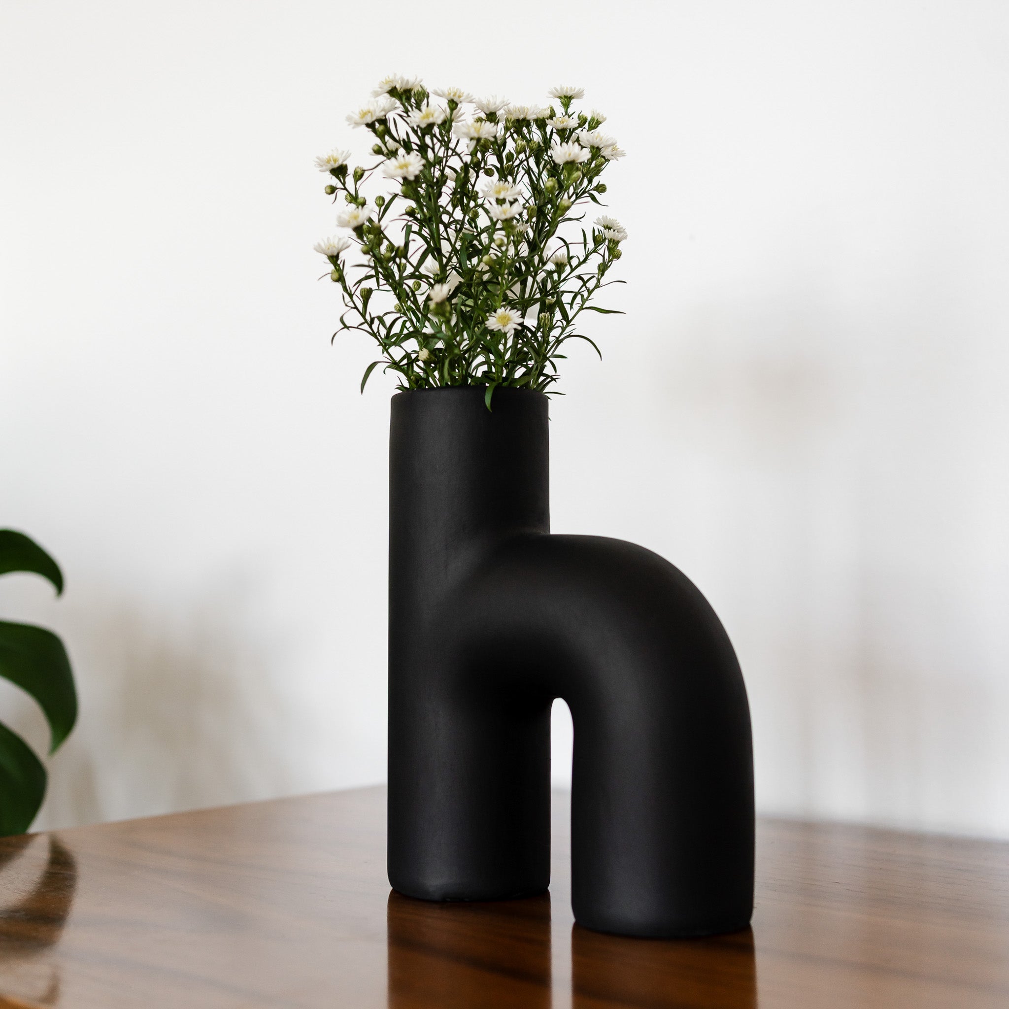 Lila Abstract Sculptural Decorative Modern Vase in Black in Decorative by Maven Lane