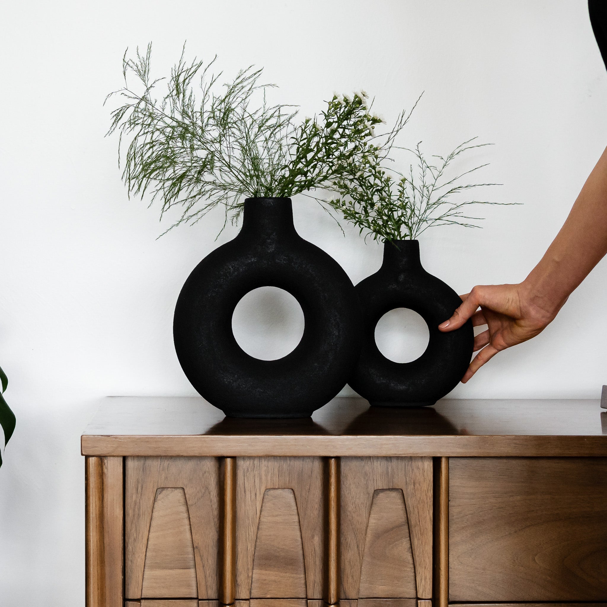 Oona Decorative Modern Large Ring Vase in Black in Decorative by Maven Lane