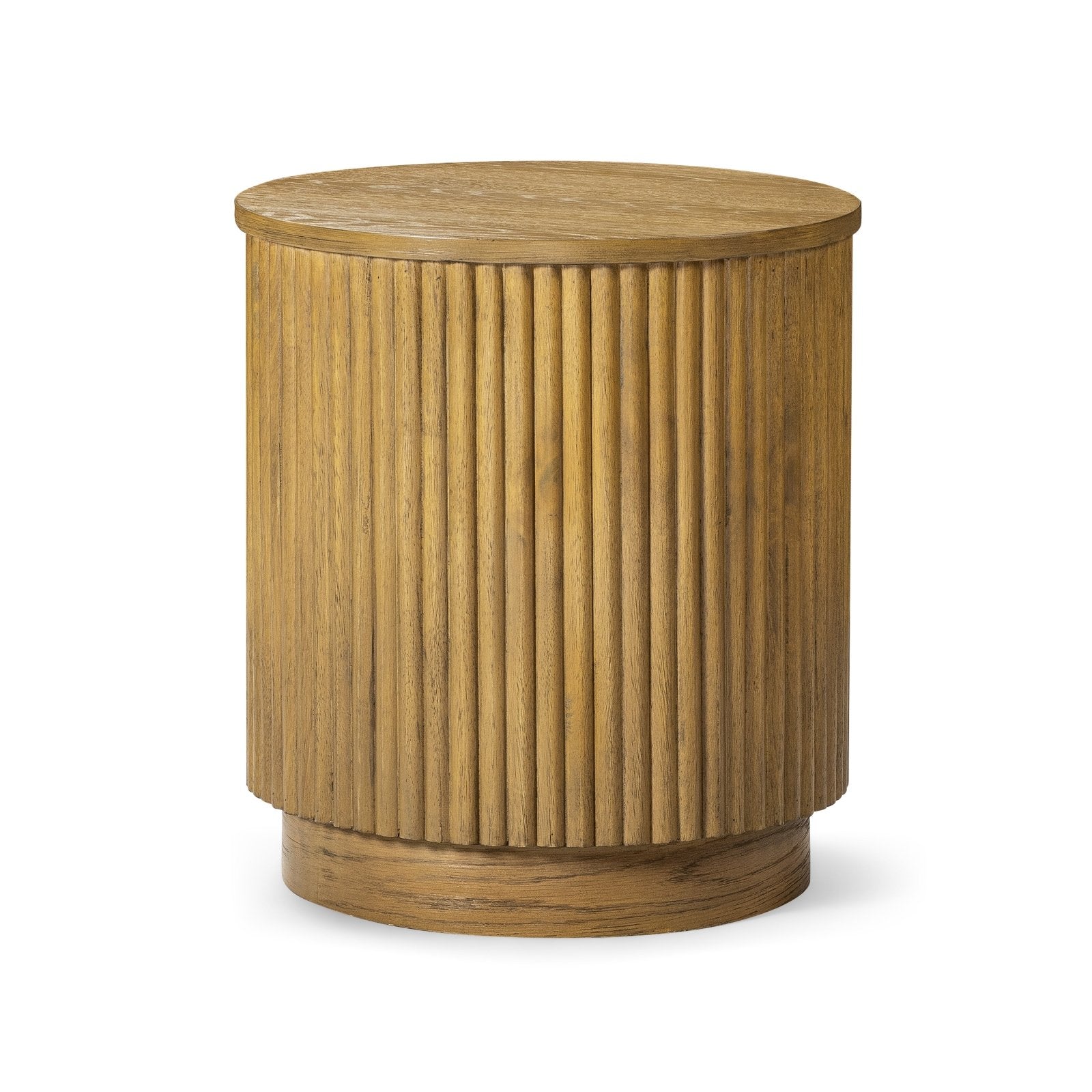 Dallas Round Side Table in Aged Natural in Side Table by Maven Lane