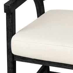 Chloe Counter Stool in Black Finish with Beige Fabric Upholstery and Natural Rattan Back in Stools by Maven Lane