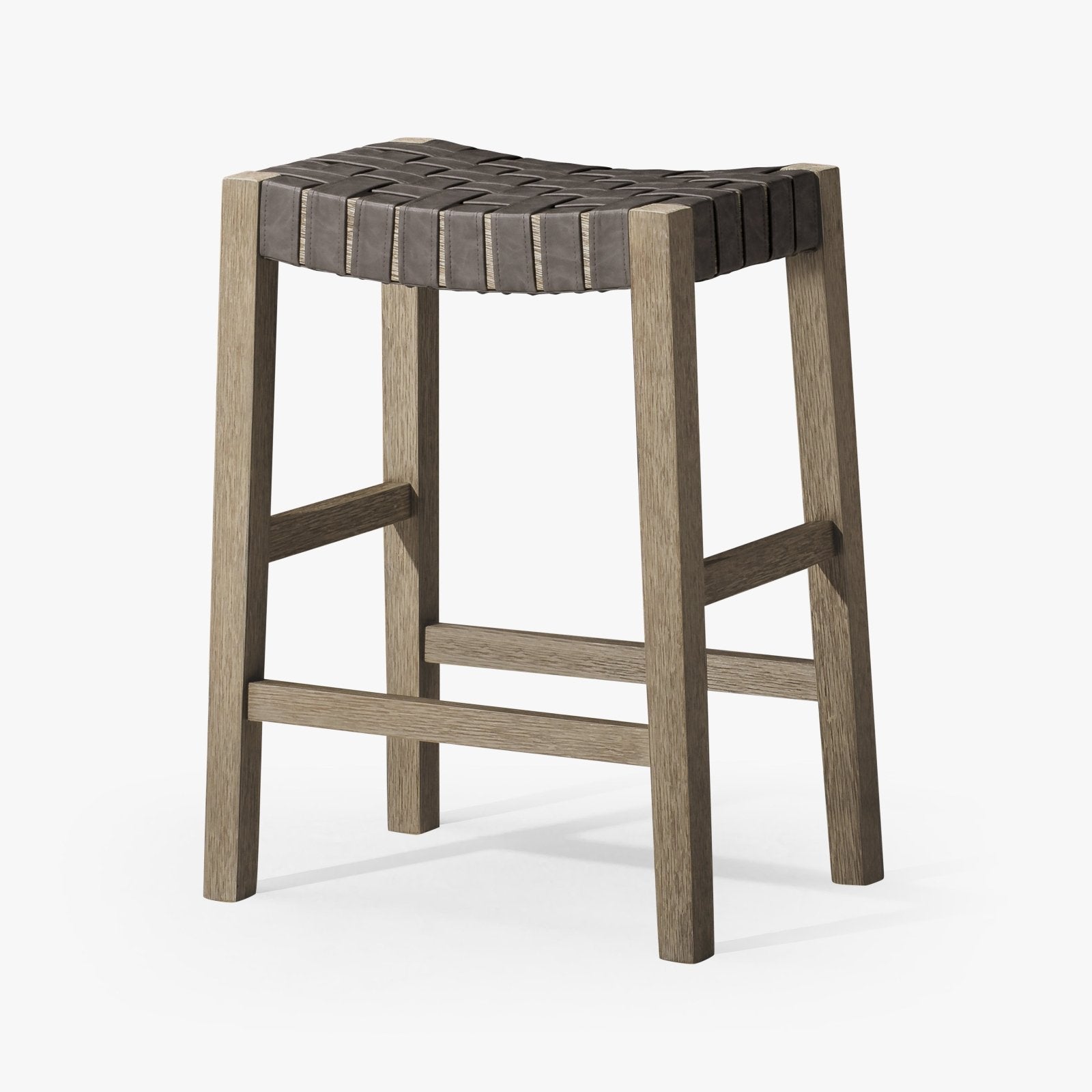 Emerson Counter Stool In Weathered Grey Wood Finish With Ronan Stone Vegan Leather in Stools by Maven Lane