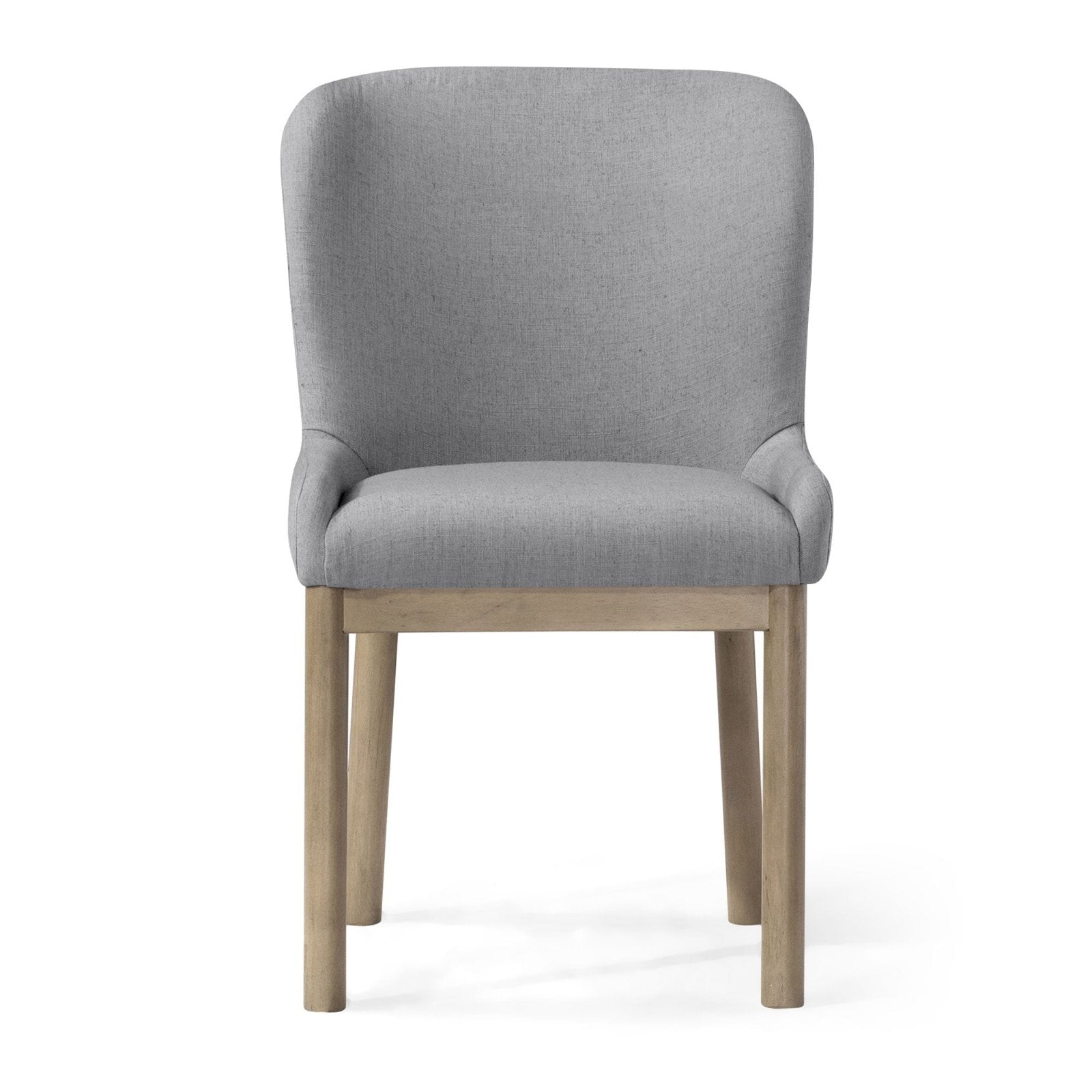 Gia Contemporary Wooden Dining Chair in Refined Grey Finish with Taupe Linen Fabric Upholstery, Set of 2 in Maven Lane by Maven Lane
