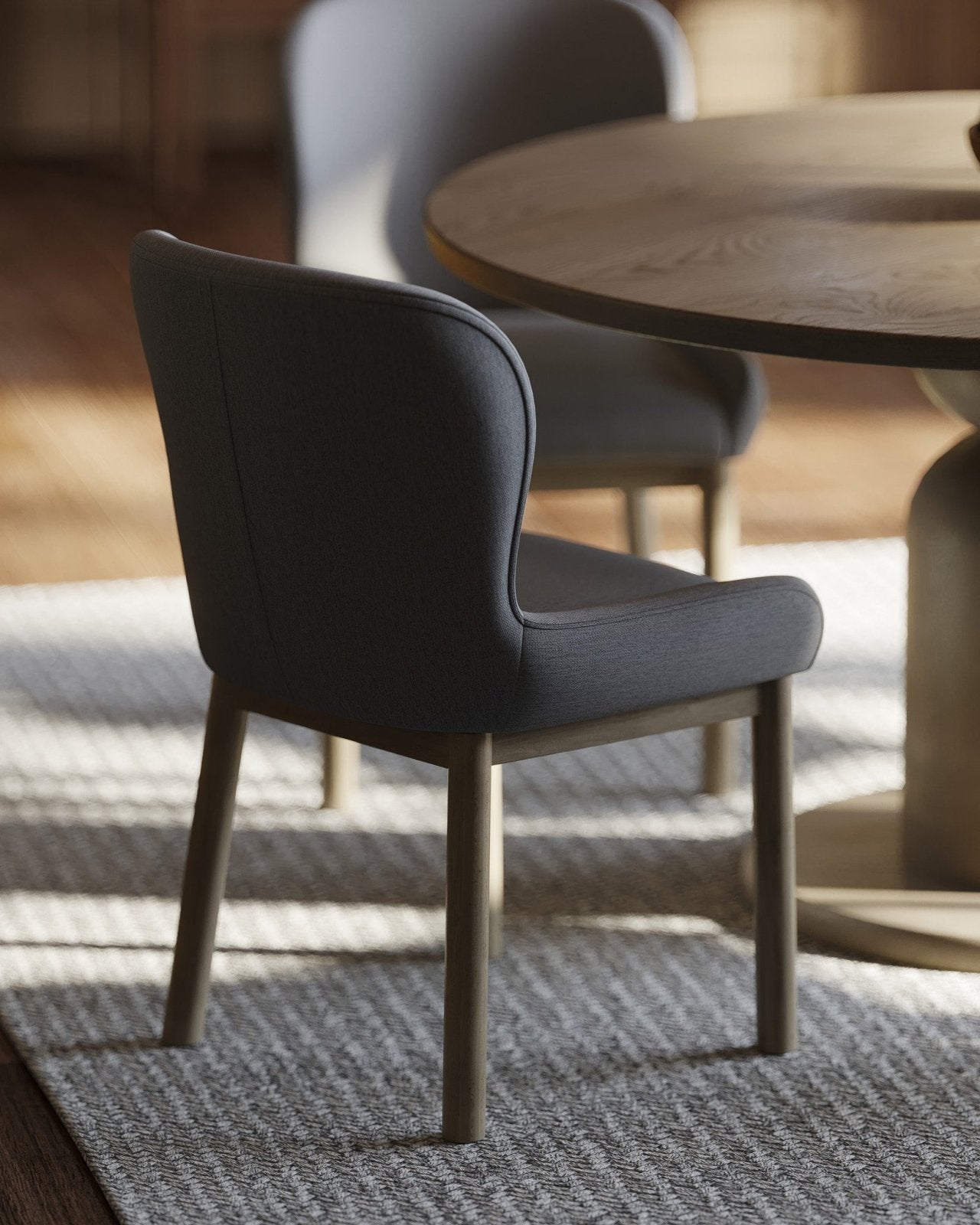 Gia Contemporary Wooden Dining Chair in Refined Grey Finish with Taupe Linen Fabric Upholstery, Set of 2 in Maven Lane by Maven Lane