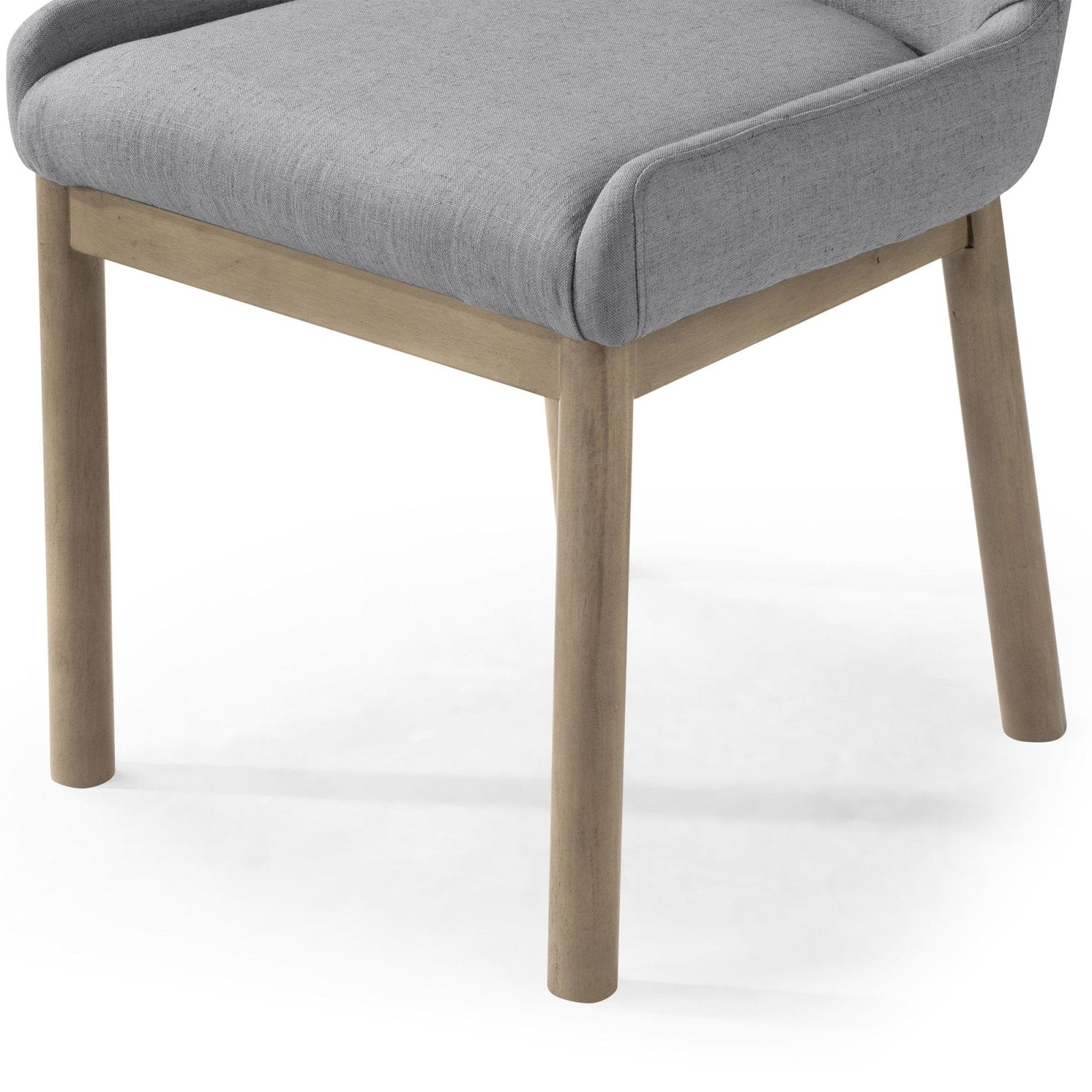 Gia Contemporary Wooden Dining Chair in Refined Grey Finish with Taupe Linen Fabric Upholstery, Set of 2 in Maven Lane by Maven Lane