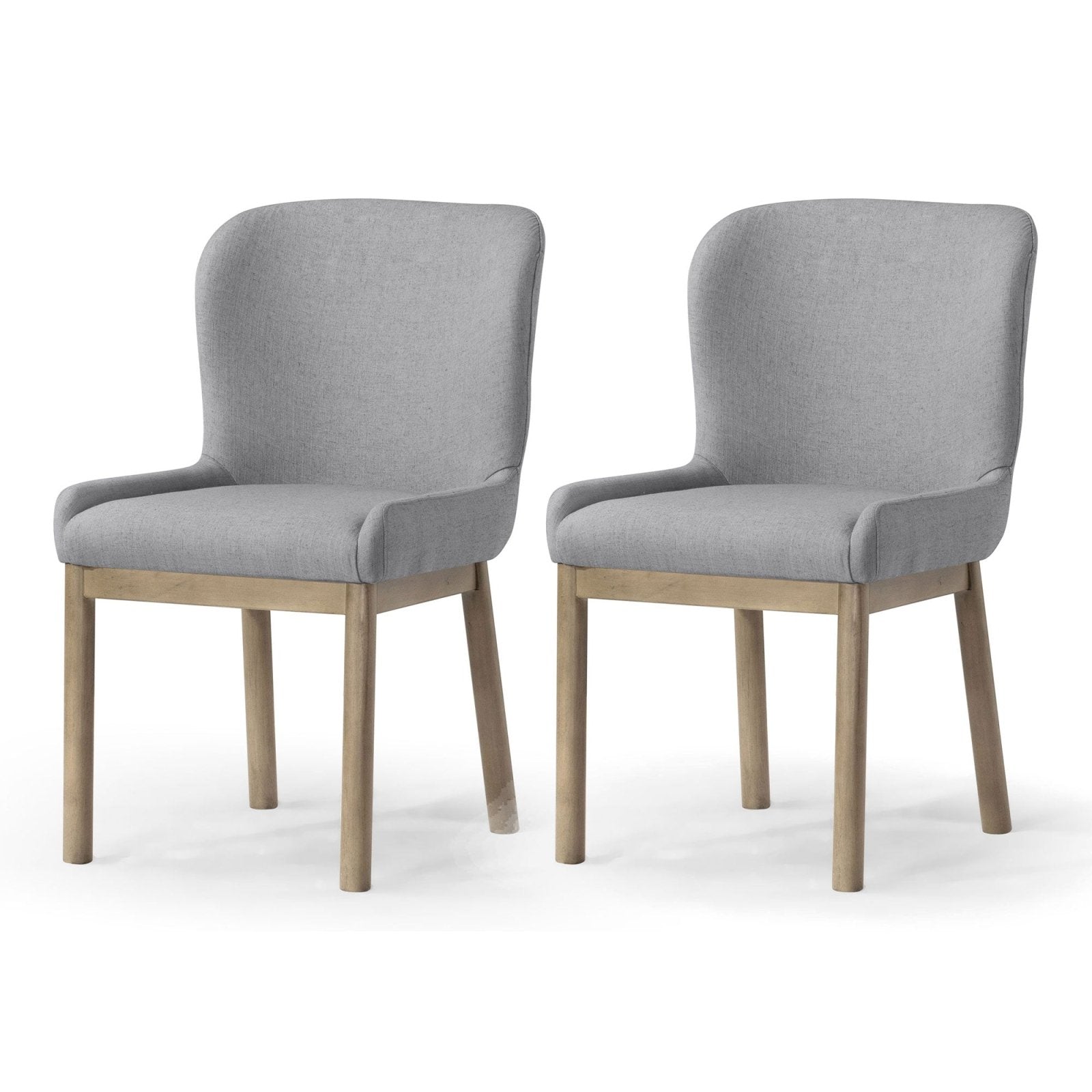 Gia Contemporary Wooden Dining Chair in Refined Grey Finish with Taupe Linen Fabric Upholstery, Set of 2 in Maven Lane by Maven Lane