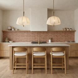 Harbor Counter Stool in Aged Natural with Light Beige Fabric Upholstery in Maven Lane by Maven Lane