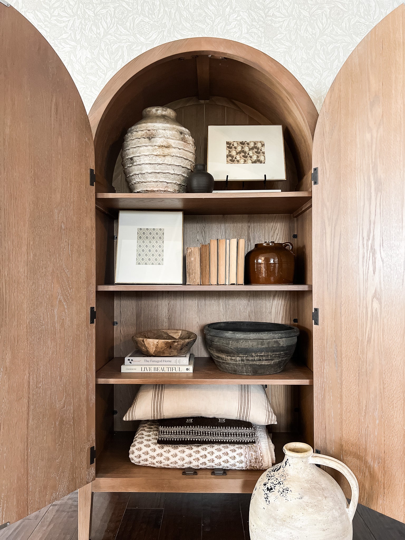 Selene Classical Wooden Cabinet in Antiqued Natural Finish in Cabinets by Maven Lane