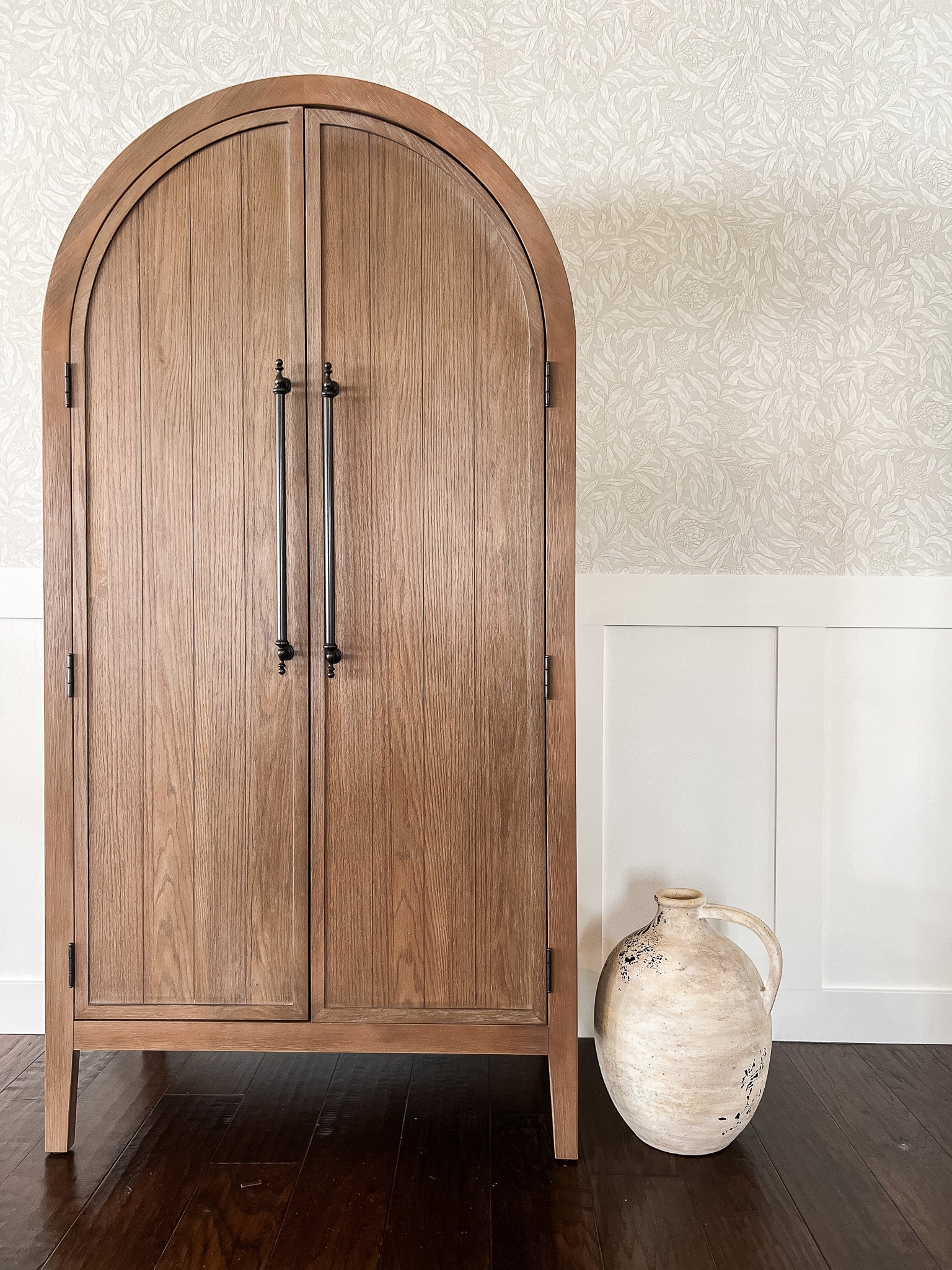 Selene Classical Wooden Cabinet in Antiqued Natural Finish in Cabinets by Maven Lane