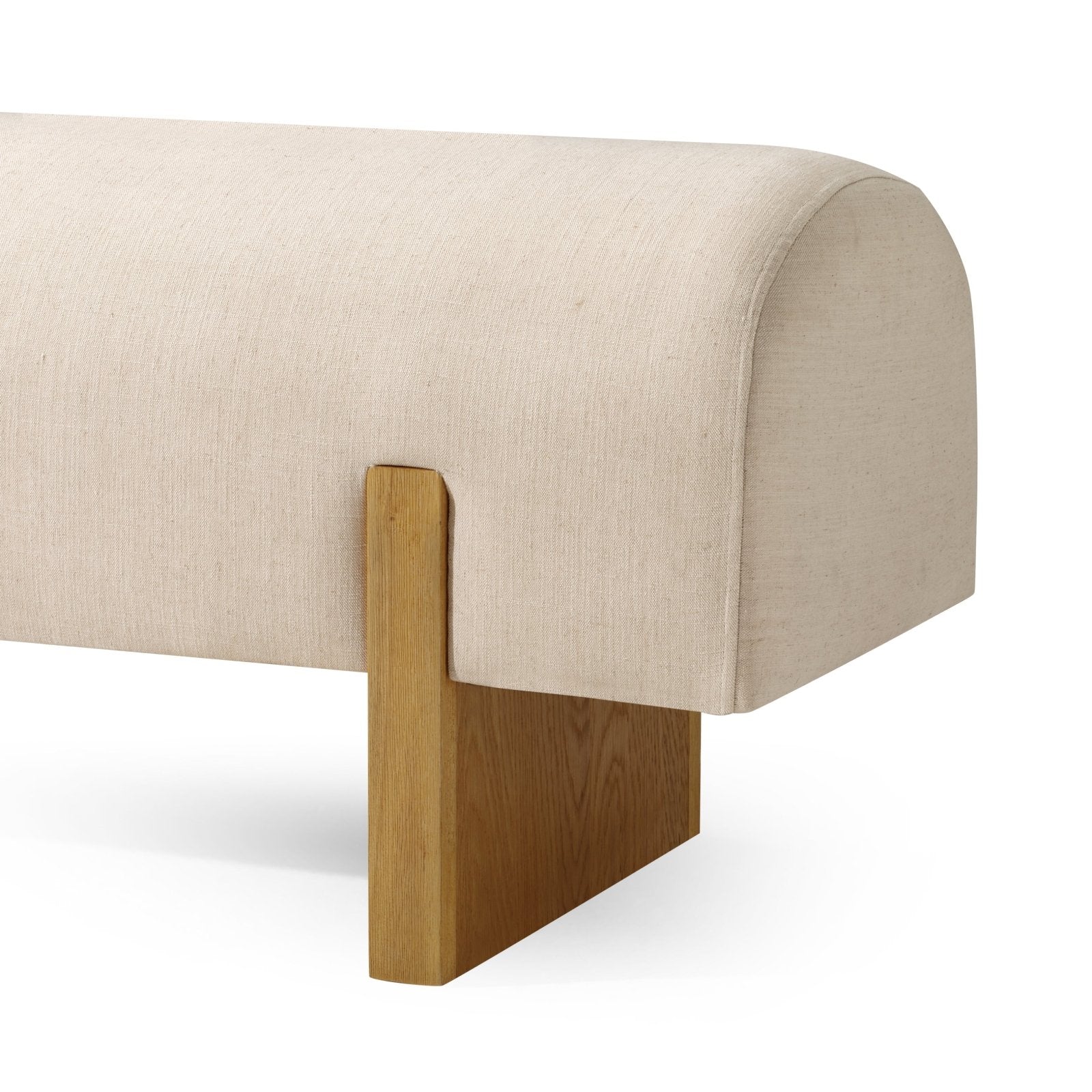 Juno Contemporary Upholstered Wooden Bench in Refined Natural Finish in Bench by Maven Lane