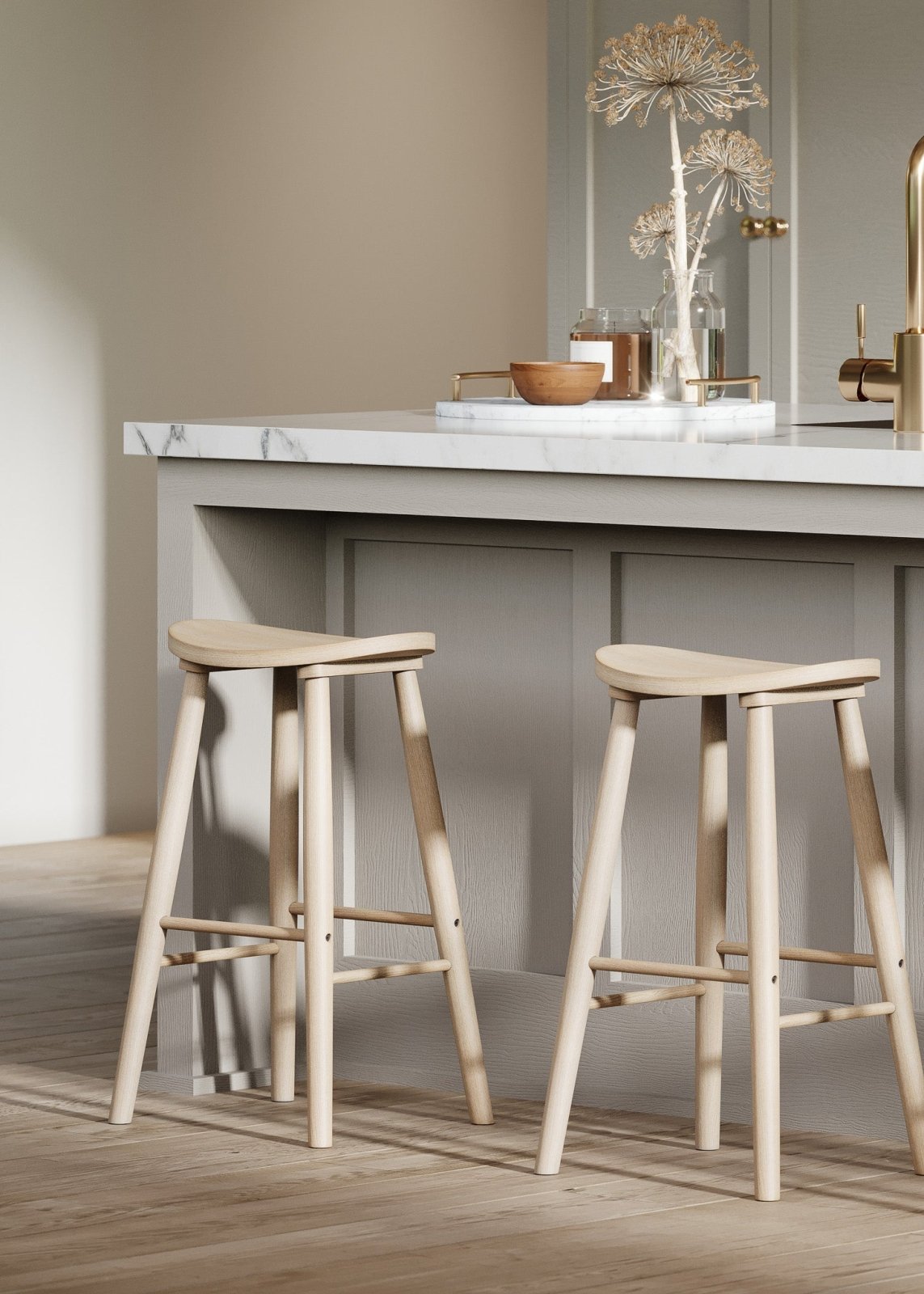 Luna Bar Stool in Light Oak Wood Finish in Stools by Maven Lane