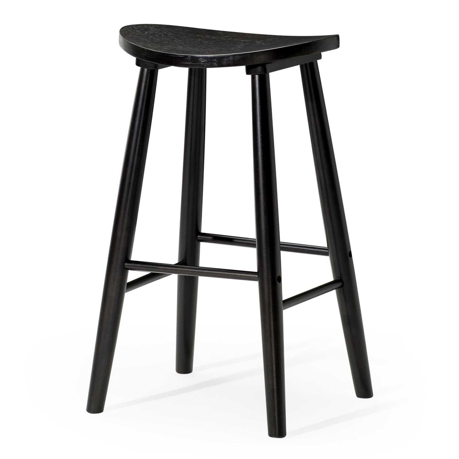 Luna Bar Stool in Rustic Black Wood Finish in Stools by Maven Lane