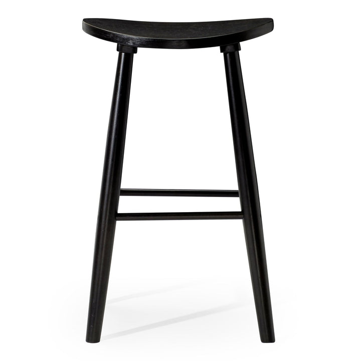 Luna Bar Stool in Rustic Black Wood Finish in Stools by Maven Lane