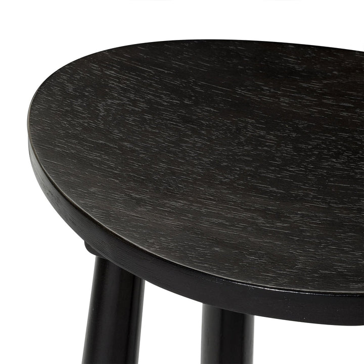 Luna Bar Stool in Rustic Black Wood Finish in Stools by Maven Lane