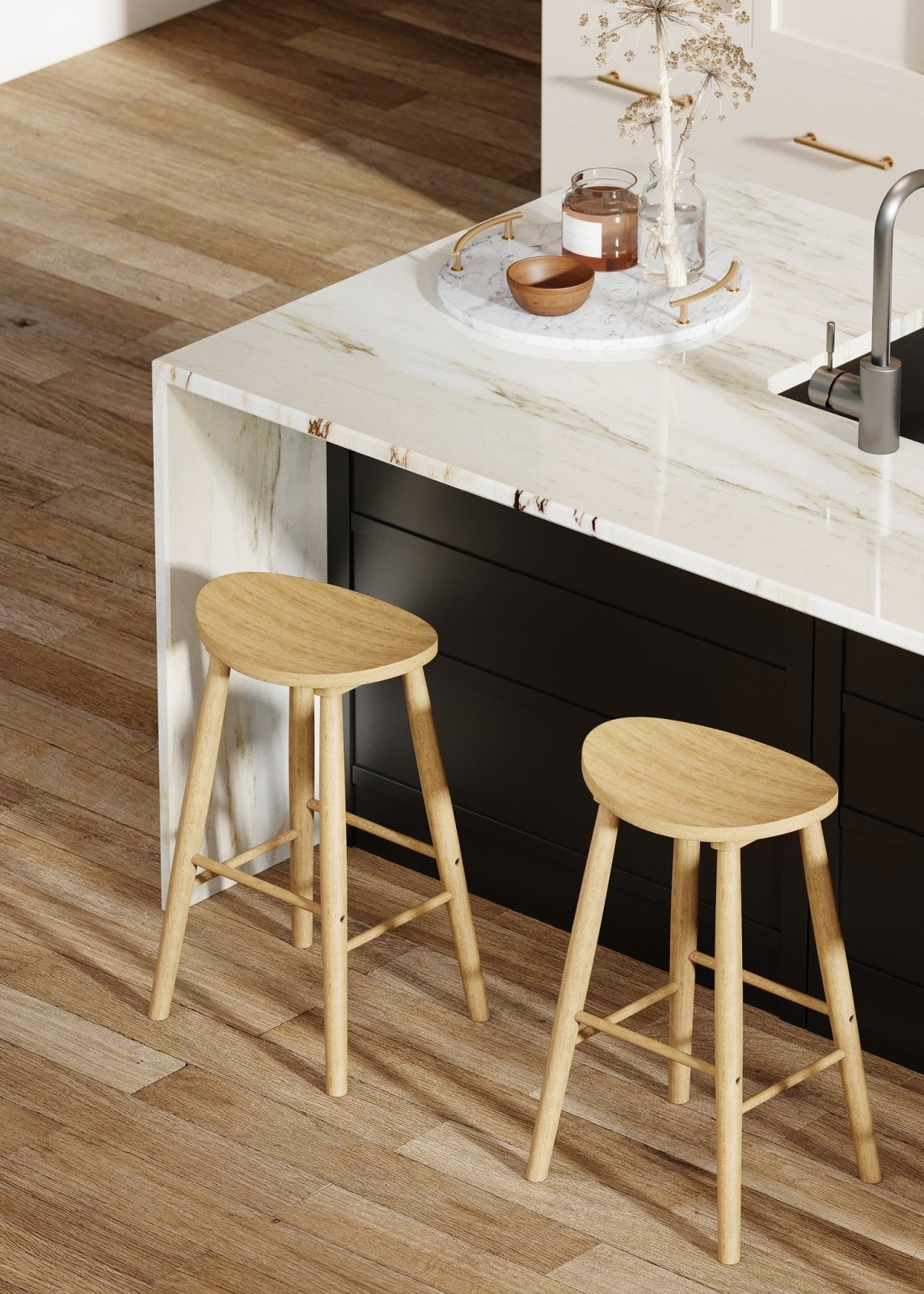 Luna Bar Stool in Rustic Natural Wood Finish in Stools by Maven Lane