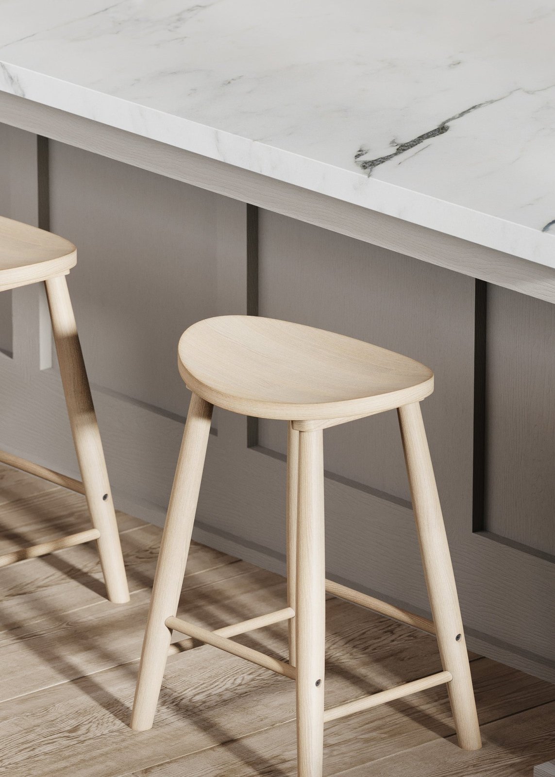 Luna Counter Stool in Light Oak Wood Finish in Stools by Maven Lane