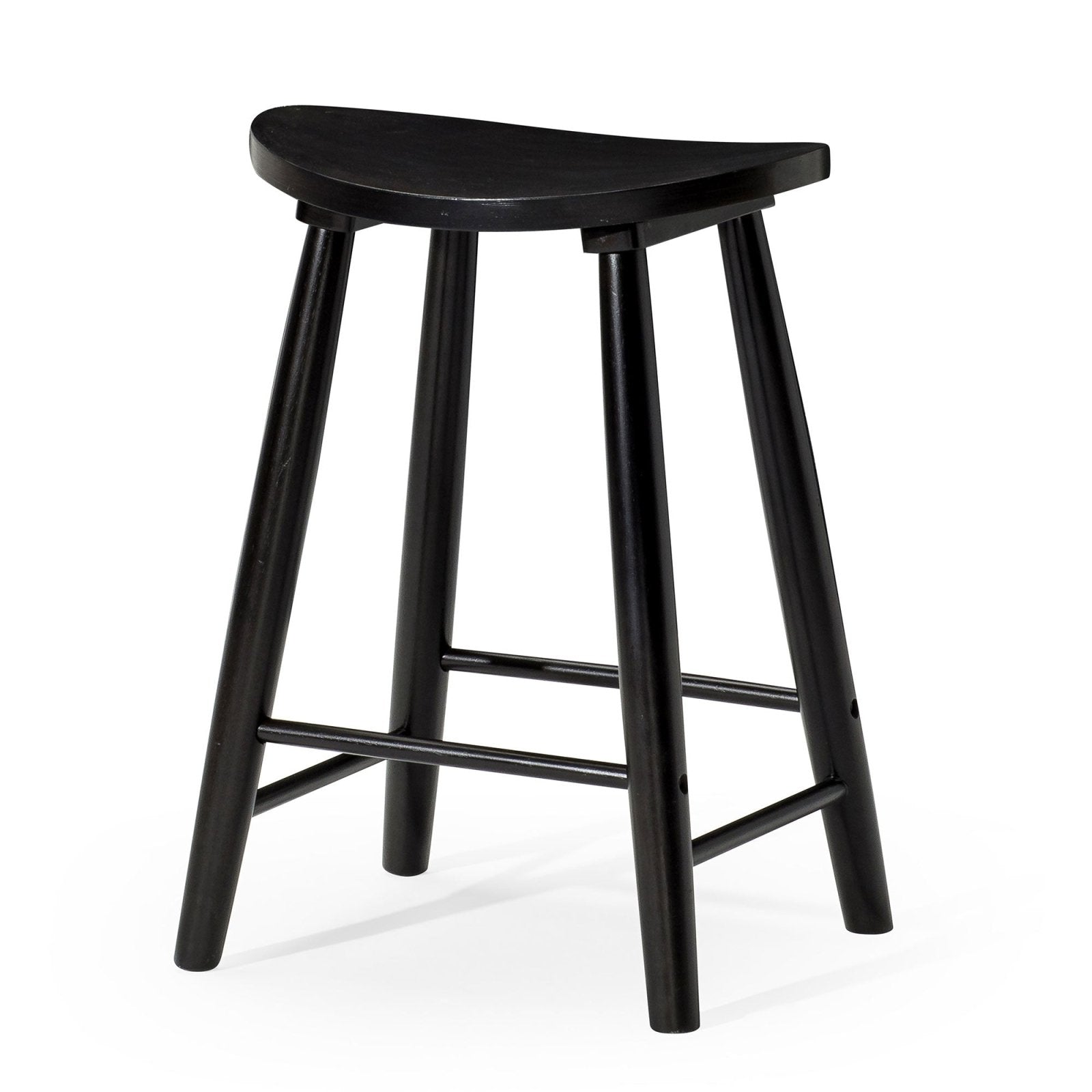 Luna Counter Stool in Rustic Black Wood Finish in Stools by Maven Lane