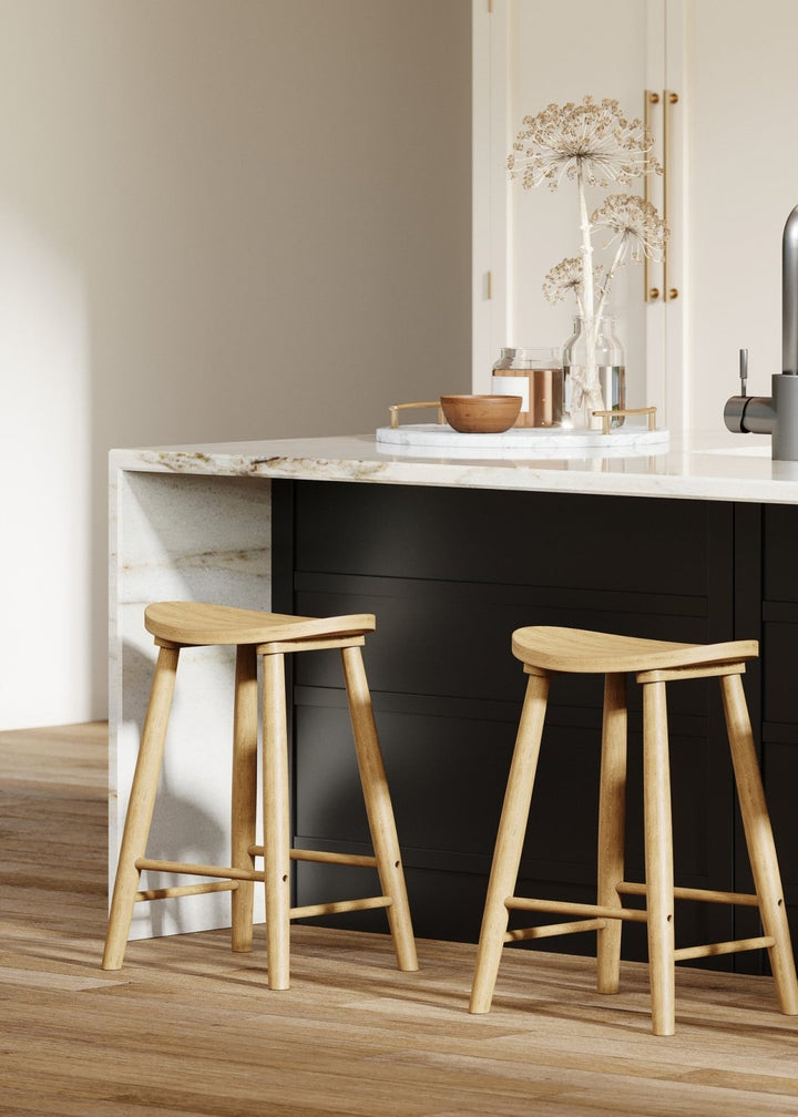 Luna Counter Stool in Rustic Natural Wood Finish in Stools by Maven Lane