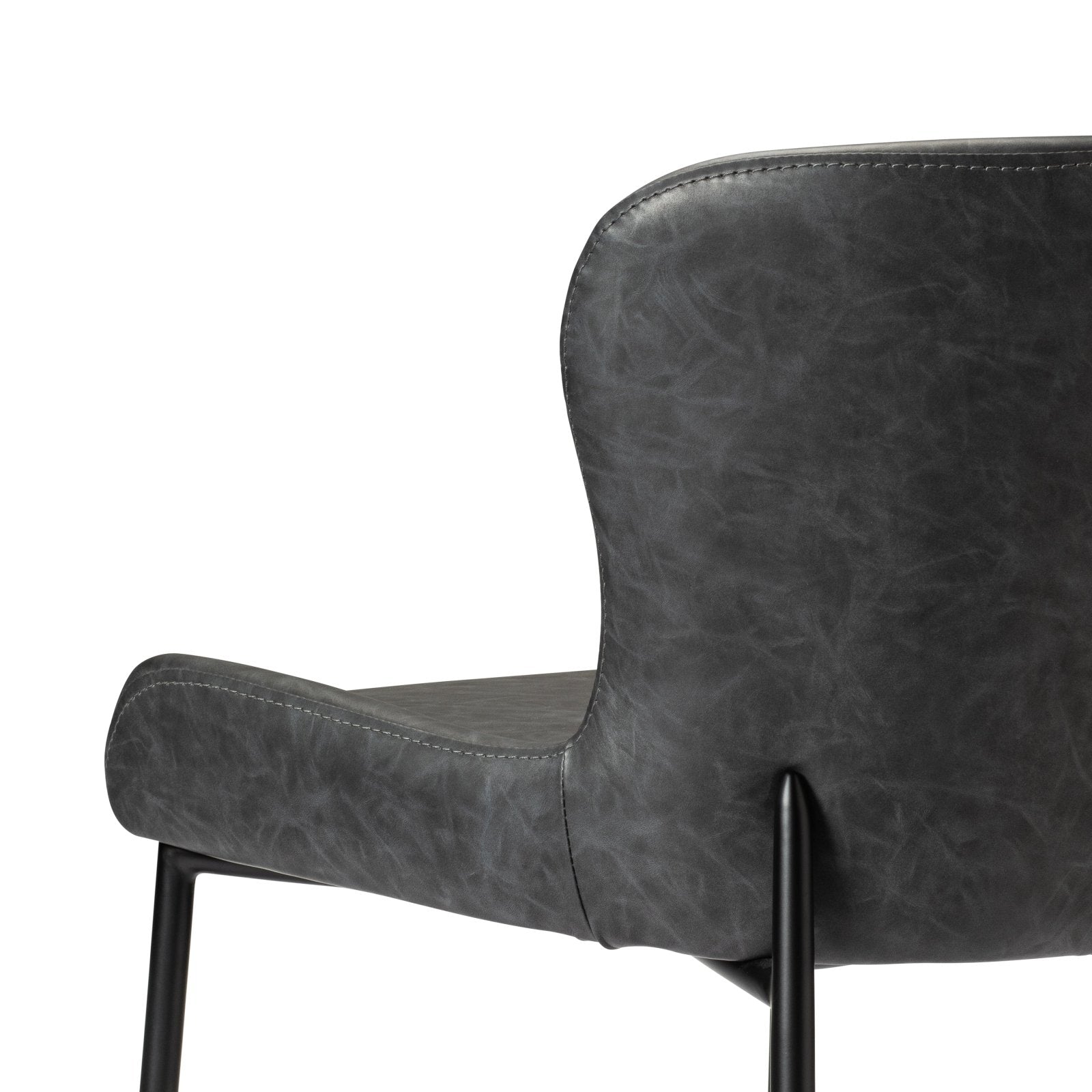 Naomi Counter Stool In Matte Black Finish With Charcoal Black Vegan Leather Upholstery in Stools by Maven Lane