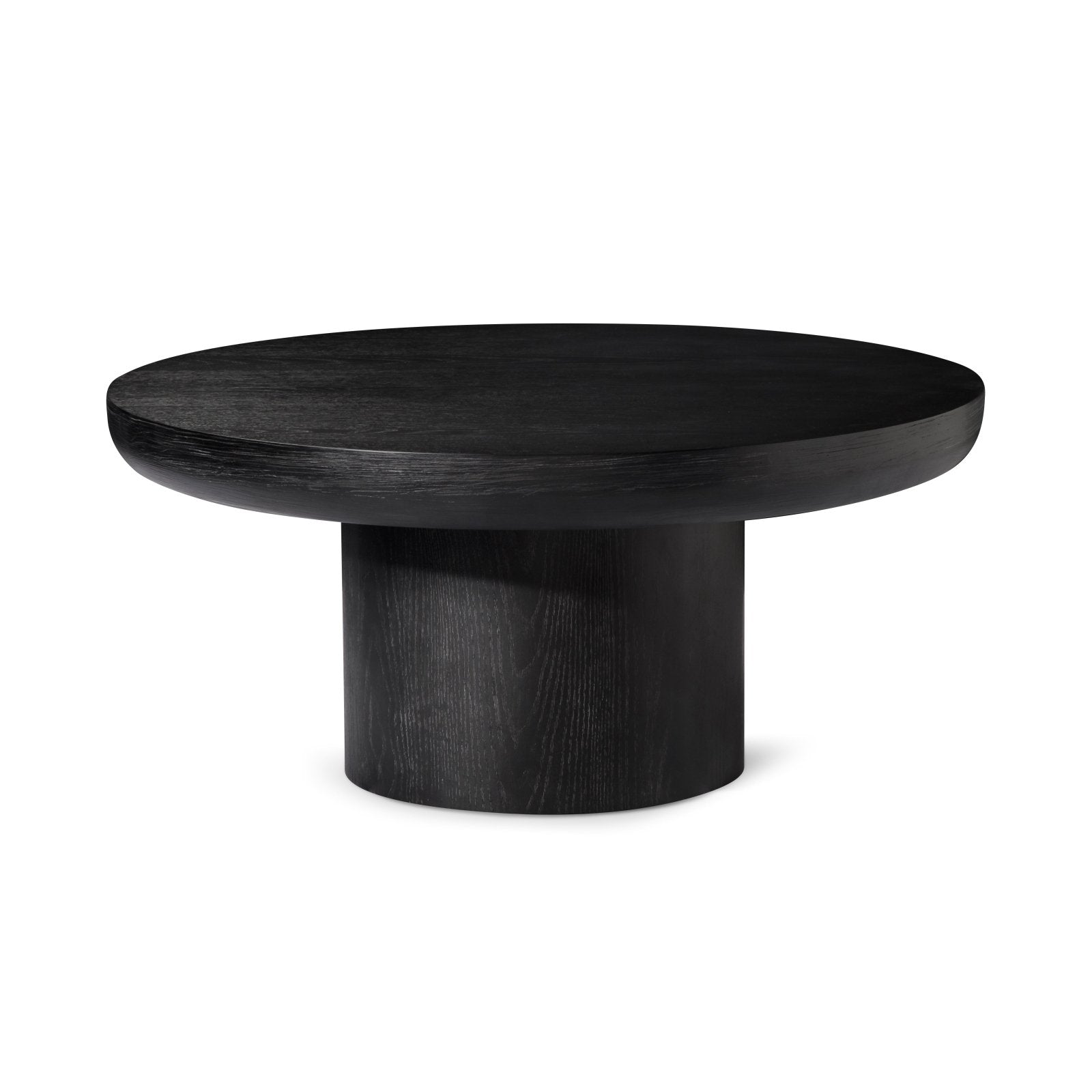 Owen Rustic Circular Wooden Coffee Table in Aged Black in Accent Tables by Maven Lane