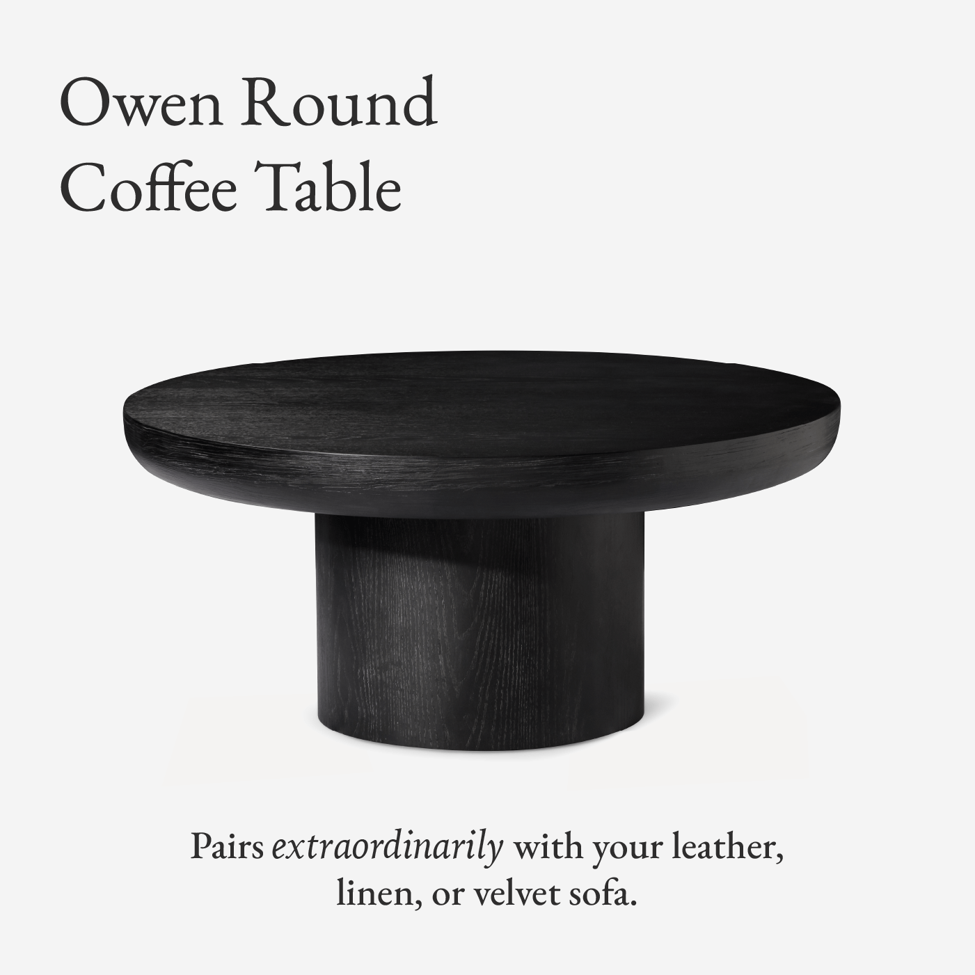 Owen Rustic Circular Wooden Coffee Table in Aged Black in Accent Tables by Maven Lane