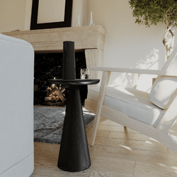 Owen Rustic Wooden Drink Table in Black Finish in Accent Tables by Maven Lane