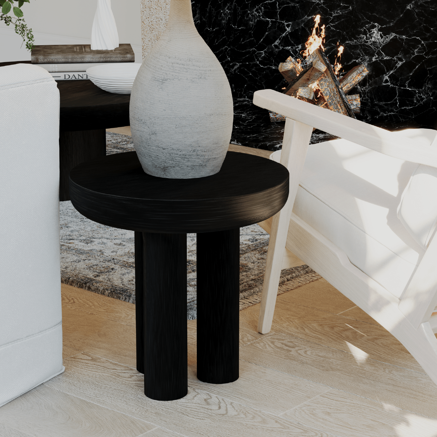 Owen Rustic Wooden Side Table In Aged Black in Maven Lane by Maven Lane