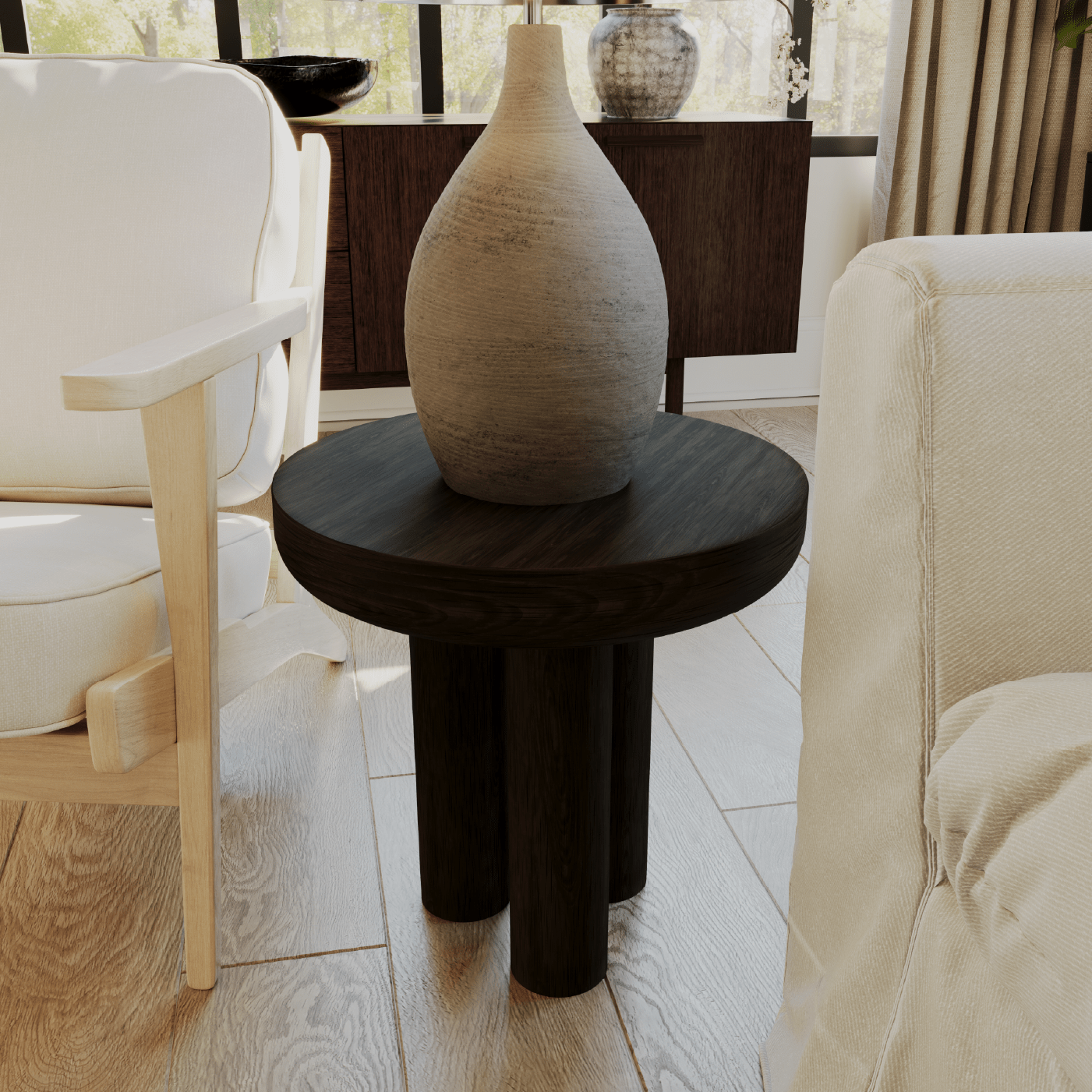Owen Rustic Wooden Side Table In Aged Brown in Maven Lane by Maven Lane