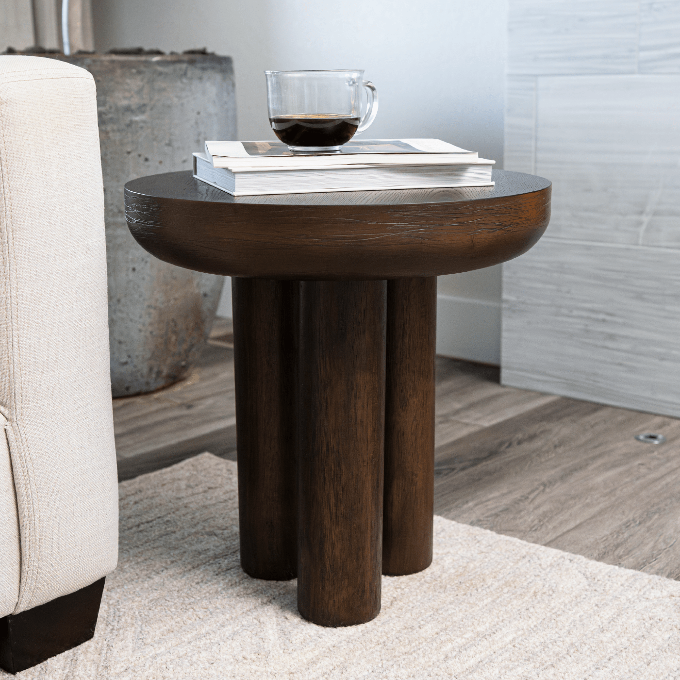 Owen Rustic Wooden Side Table In Aged Brown in Maven Lane by Maven Lane