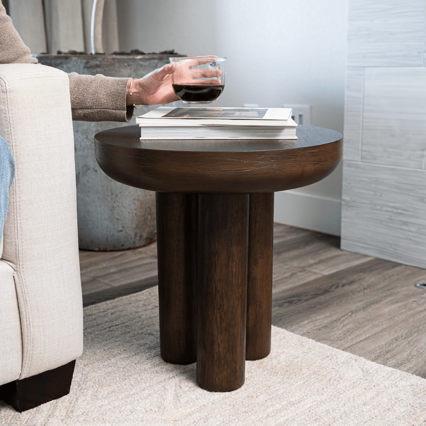 Owen Rustic Wooden Side Table In Aged Brown in Maven Lane by Maven Lane